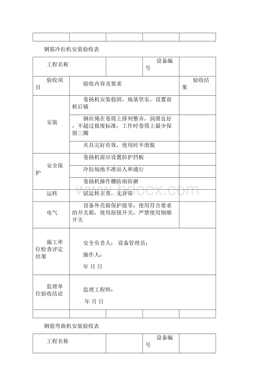 钢筋加工机械验收检查表Word文件下载.docx_第2页