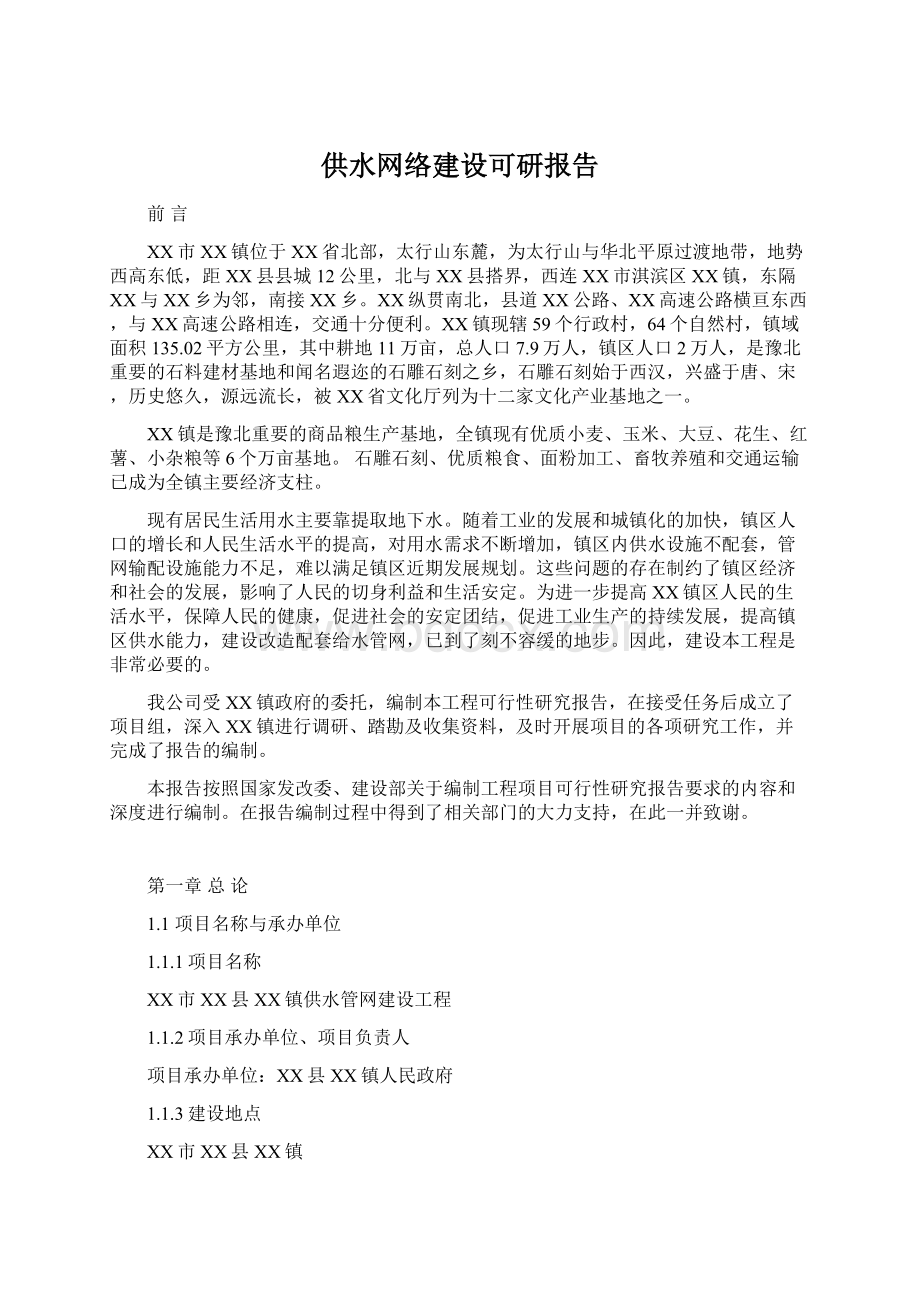 供水网络建设可研报告.docx_第1页