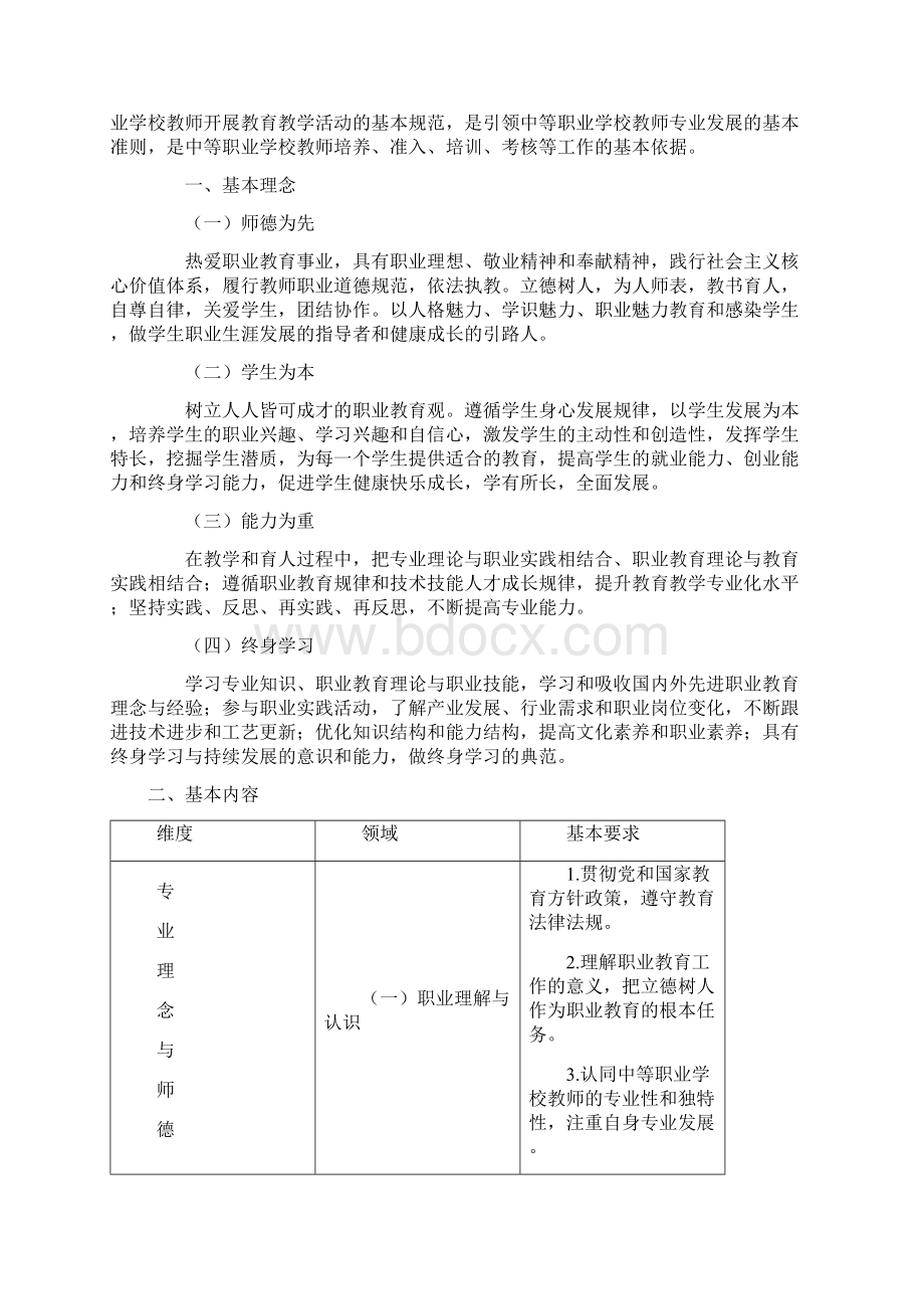 中等职业学校教师专业标准试行Word文件下载.docx_第2页