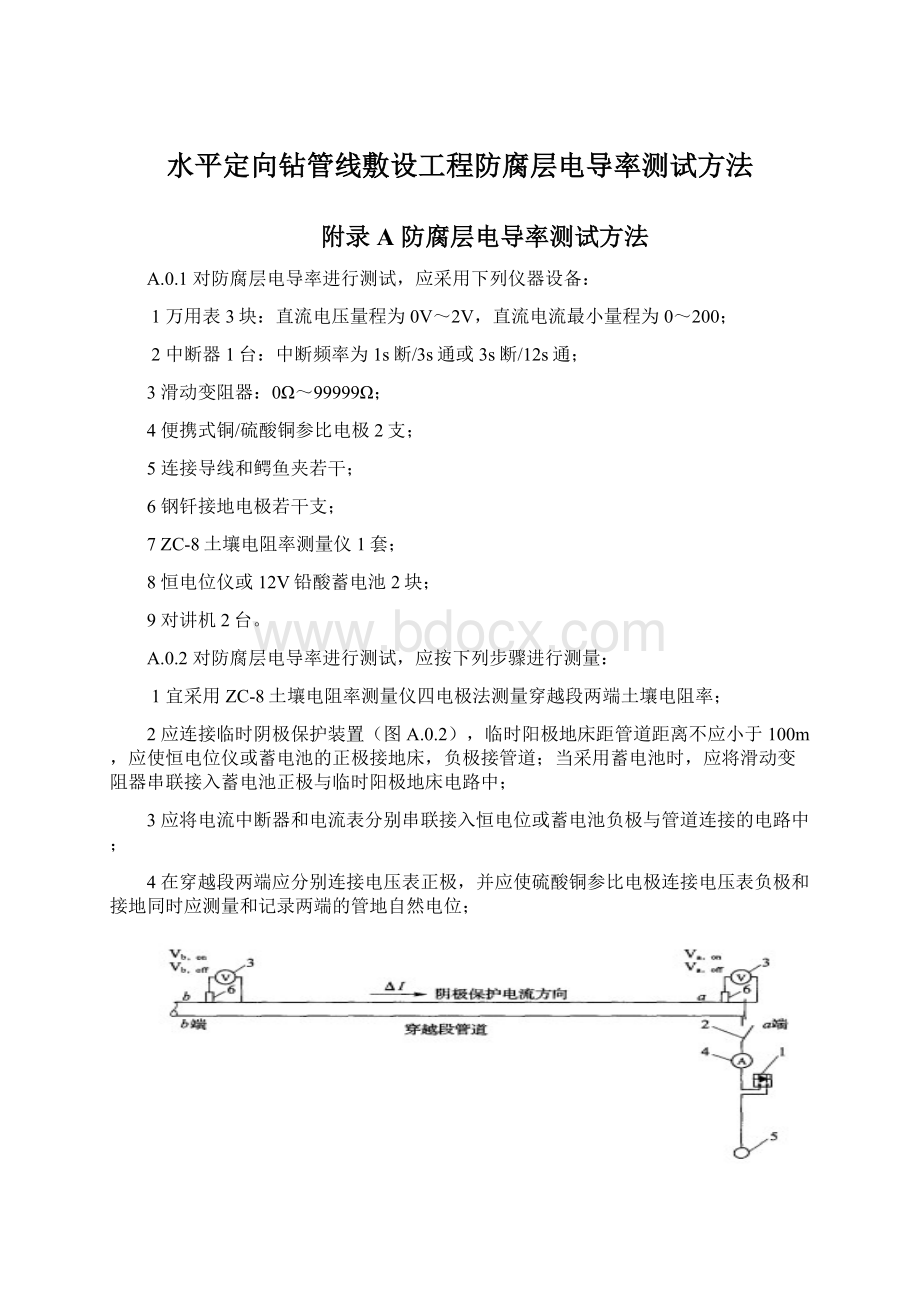 水平定向钻管线敷设工程防腐层电导率测试方法.docx_第1页