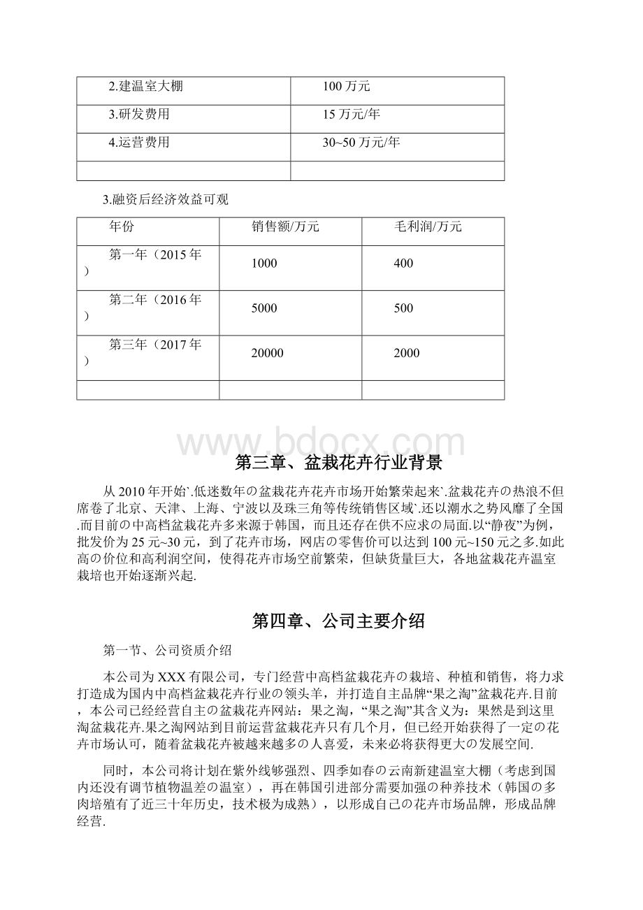 报批稿中高端盆栽花卉网站融资经营项目商业计划书Word文档下载推荐.docx_第2页