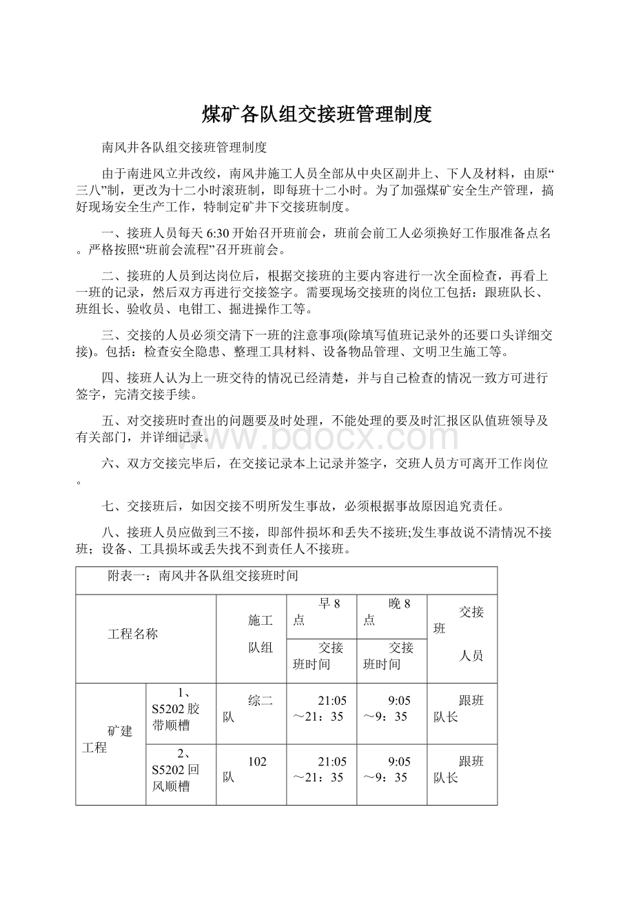 煤矿各队组交接班管理制度.docx_第1页