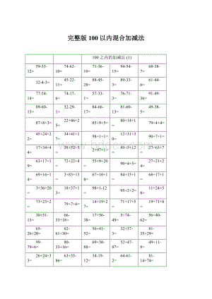 完整版100以内混合加减法Word文件下载.docx