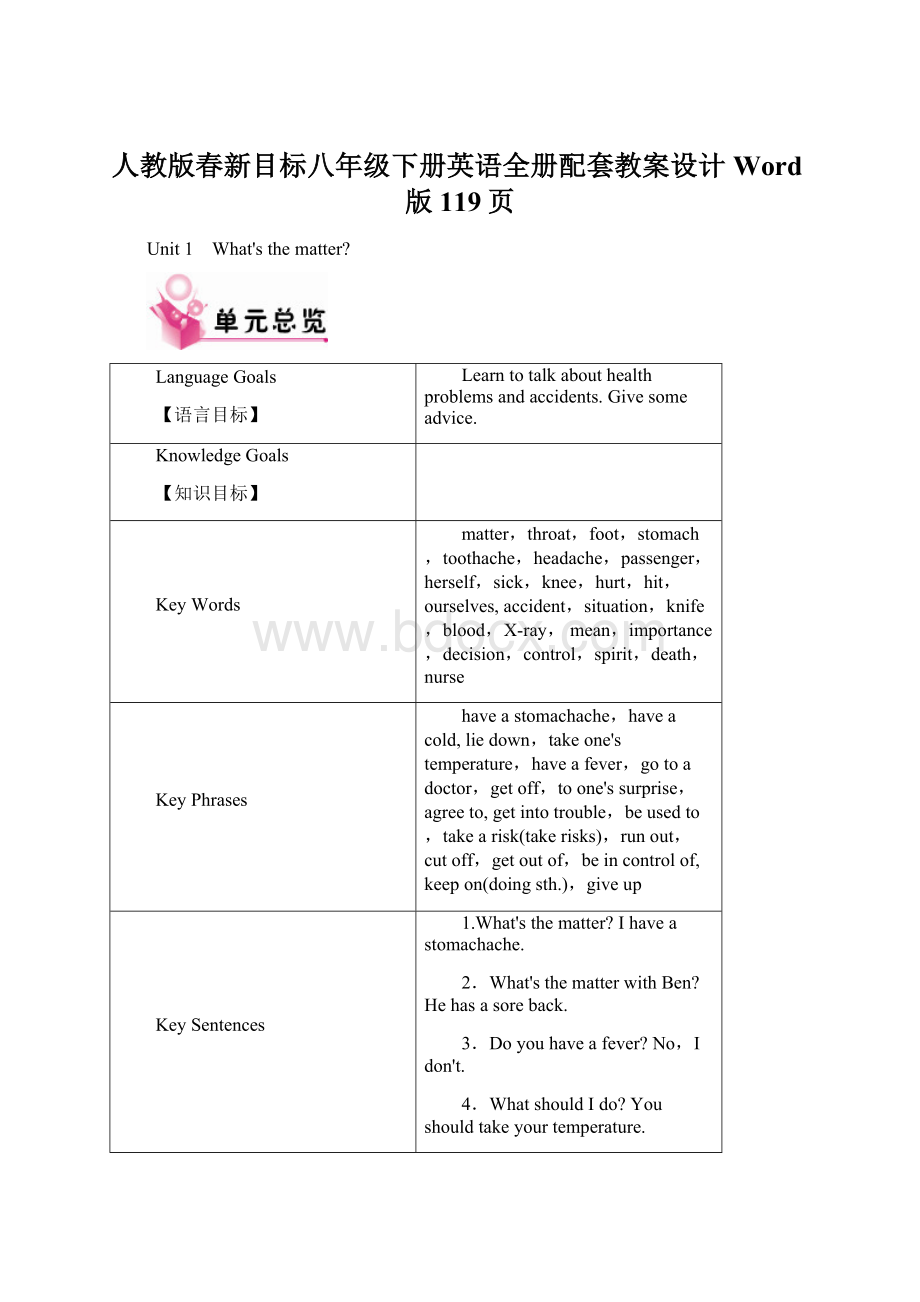 人教版春新目标八年级下册英语全册配套教案设计Word版119页Word文件下载.docx