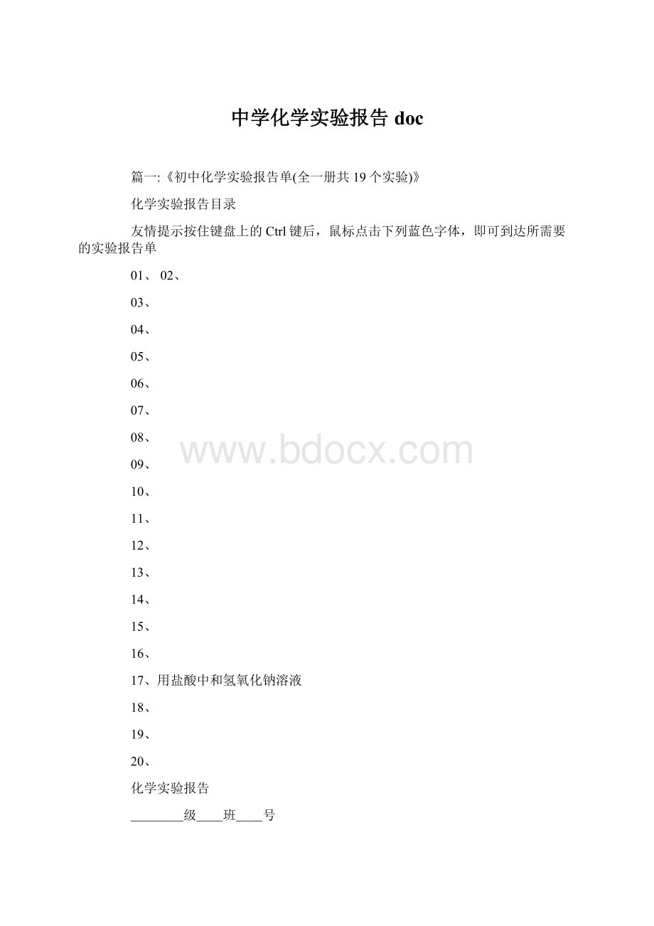 中学化学实验报告doc文档格式.docx