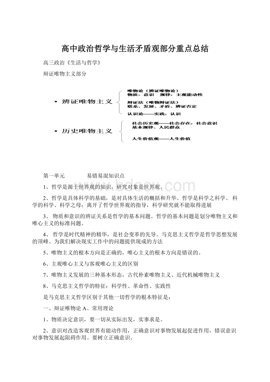 高中政治哲学与生活矛盾观部分重点总结Word文档下载推荐.docx_第1页