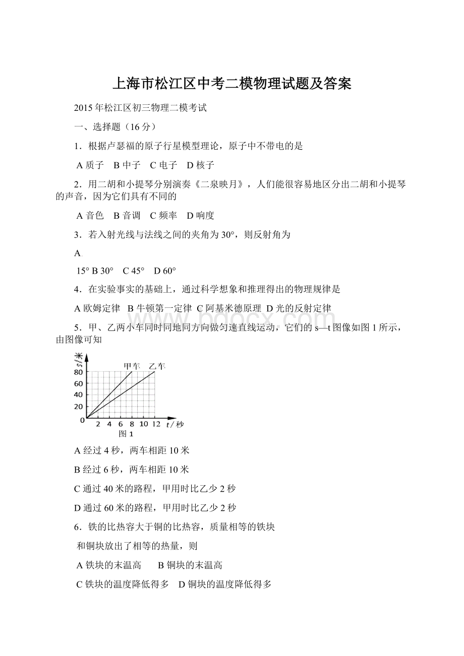 上海市松江区中考二模物理试题及答案.docx_第1页