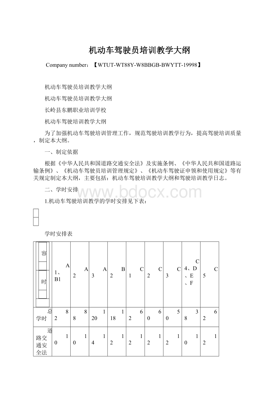 机动车驾驶员培训教学大纲文档格式.docx_第1页