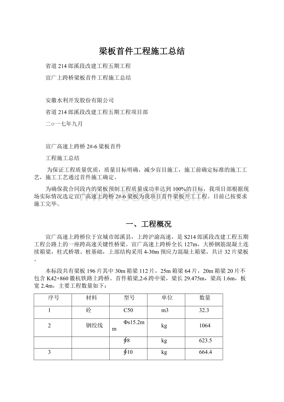 梁板首件工程施工总结.docx