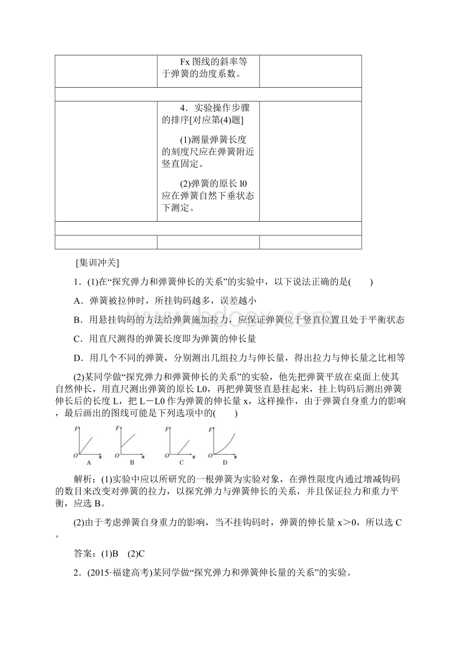 高考物理一轮复习 第二章 相互作用 实验二 探究弹力和Word文档下载推荐.docx_第3页