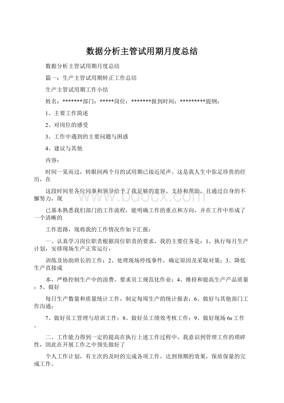 数据分析主管试用期月度总结.docx