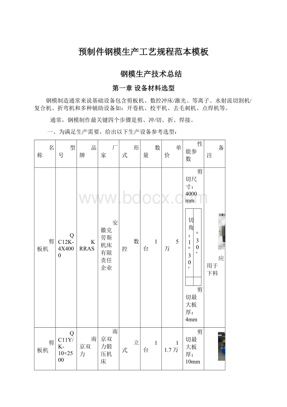 预制件钢模生产工艺规程范本模板文档格式.docx_第1页