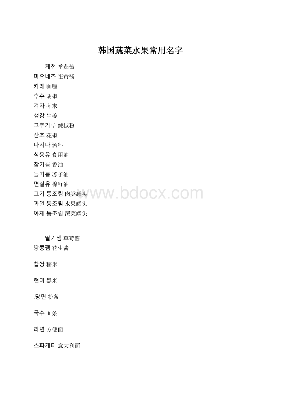 韩国蔬菜水果常用名字.docx