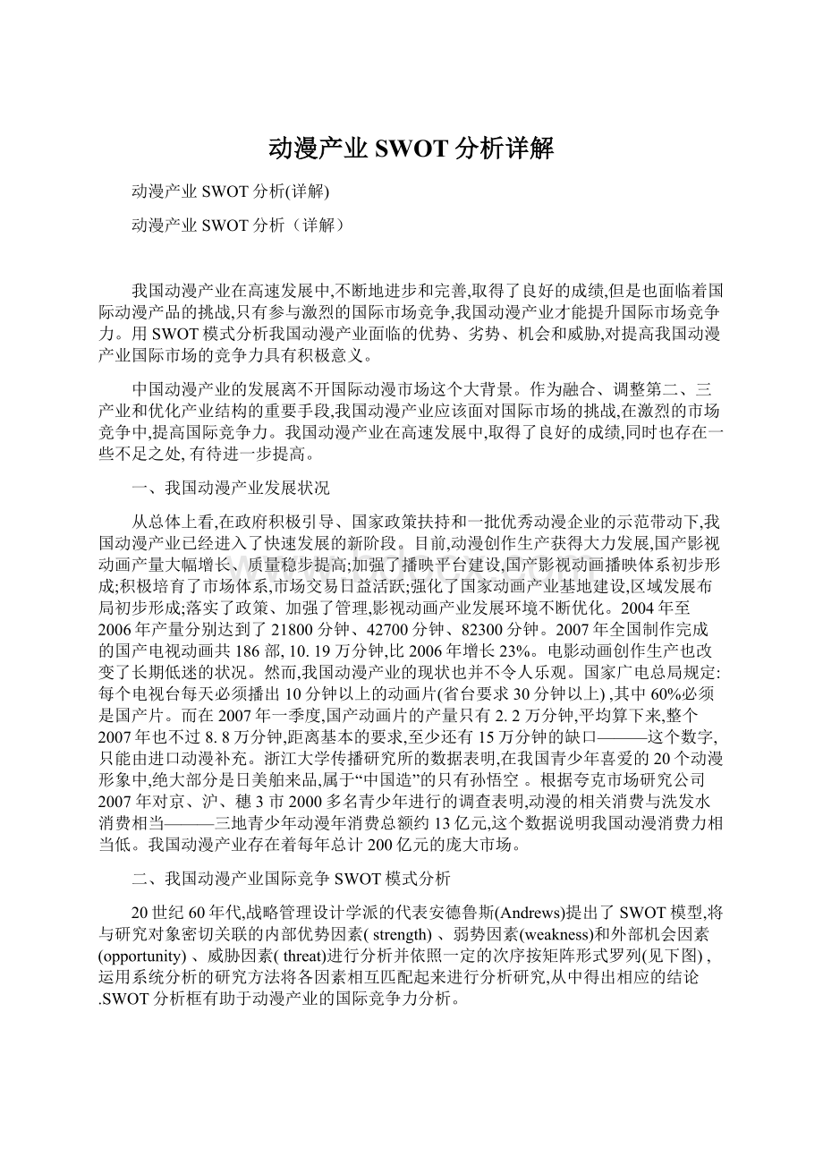 动漫产业SWOT分析详解.docx_第1页