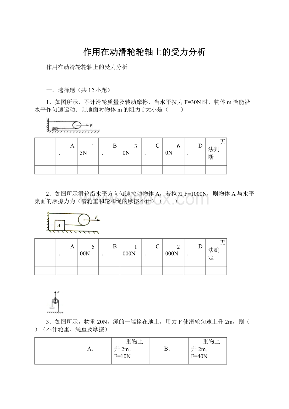 作用在动滑轮轮轴上的受力分析.docx