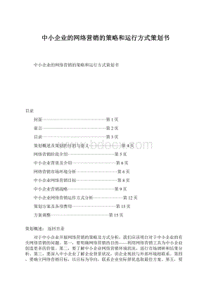 中小企业的网络营销的策略和运行方式策划书Word下载.docx