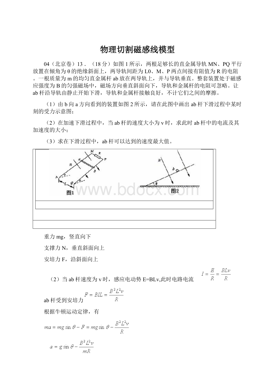 物理切割磁感线模型.docx