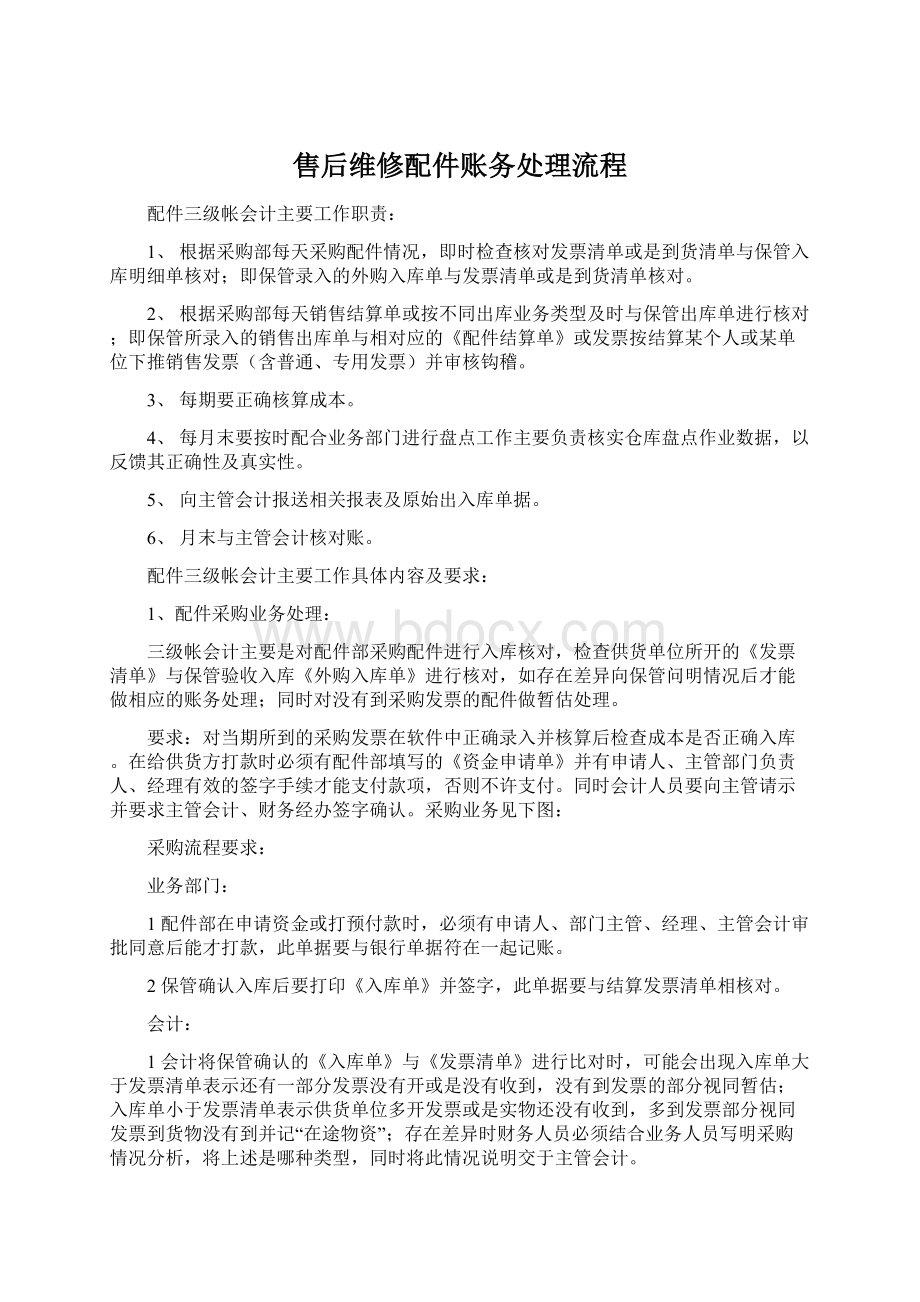 售后维修配件账务处理流程.docx