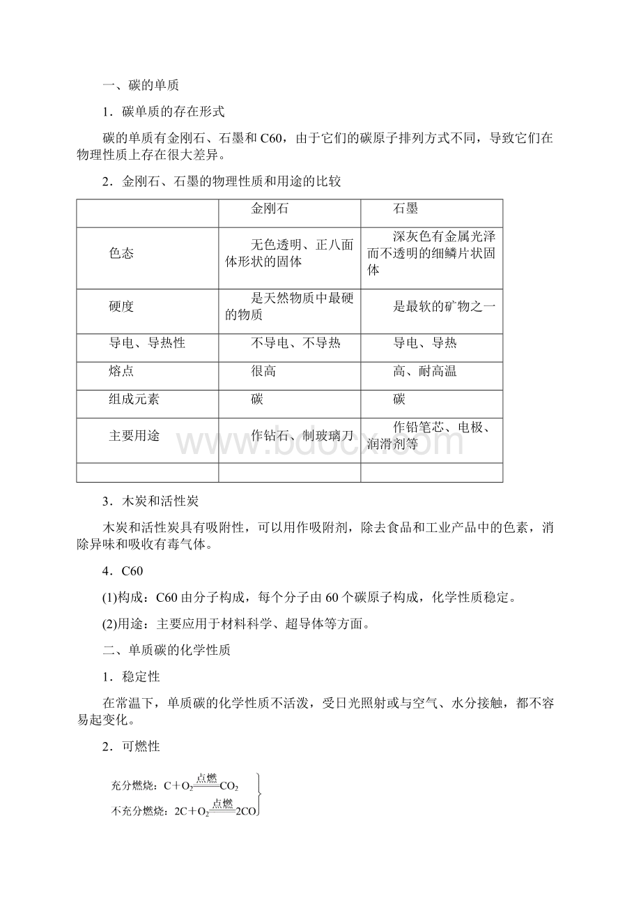 中考化学总复习 基础讲练 第六单元 碳和碳的氧化物 新人教版.docx_第2页