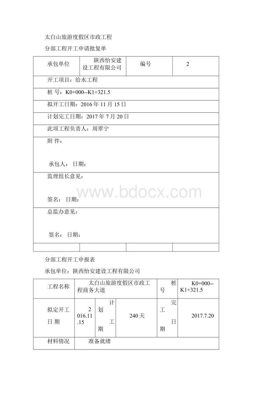 给水工程工程开工报告Word文档格式.docx_第2页