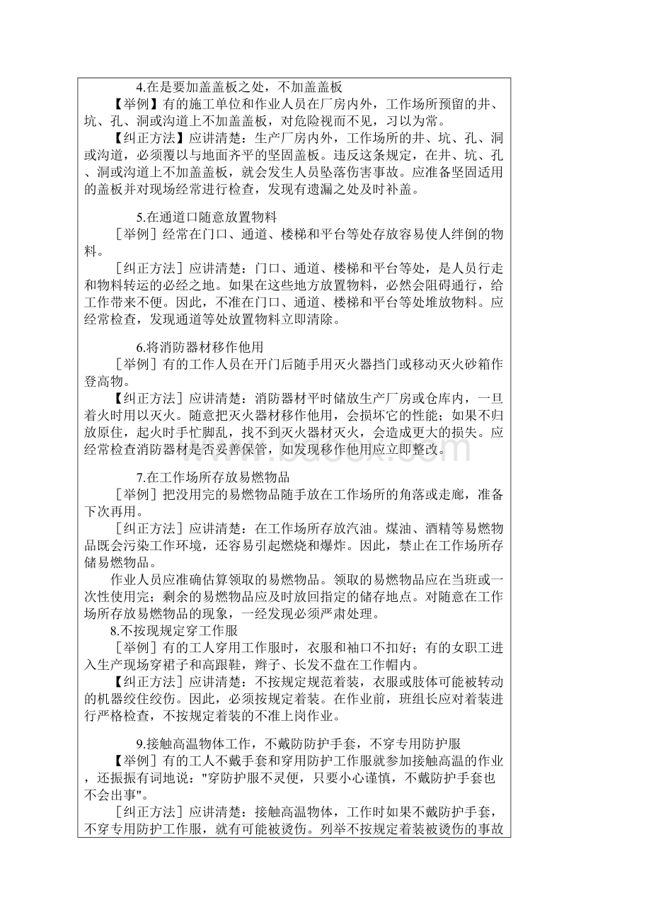 206种典型习惯性违章的表现及纠正Word格式.docx_第2页