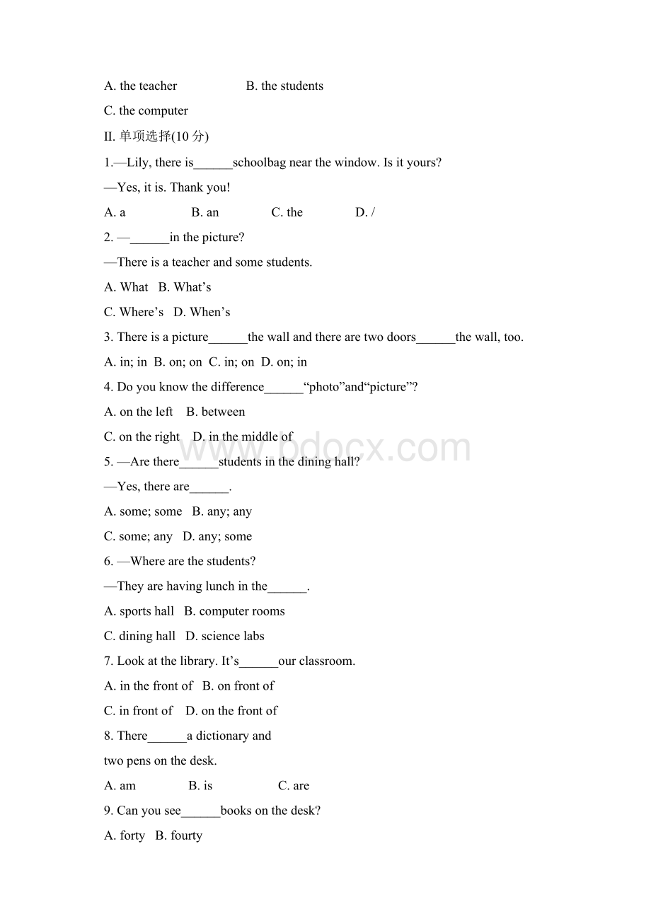 学年最新外研版七年级英语上册Module3模块综合检测及答案精编试题.docx_第2页