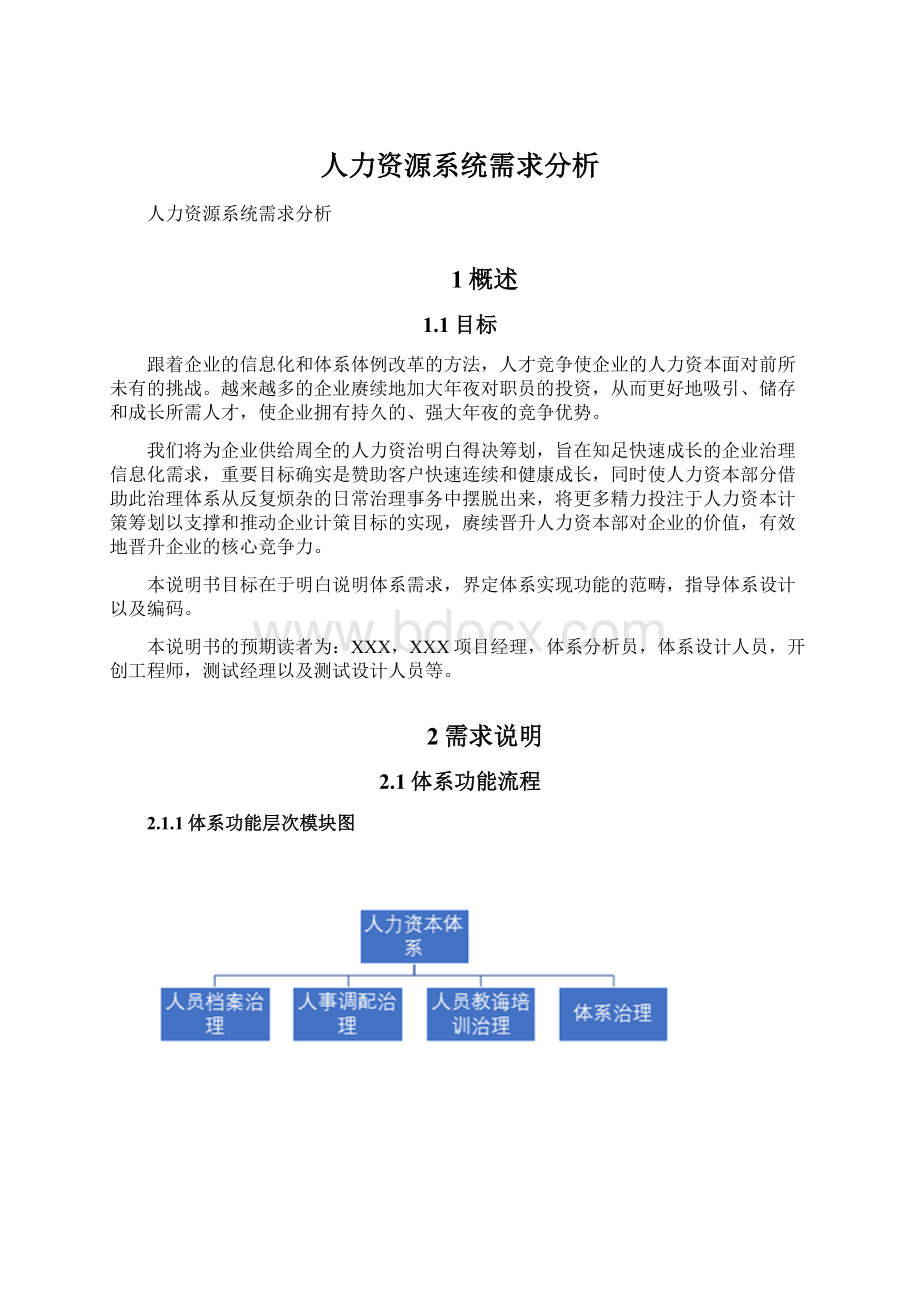 人力资源系统需求分析文档格式.docx_第1页