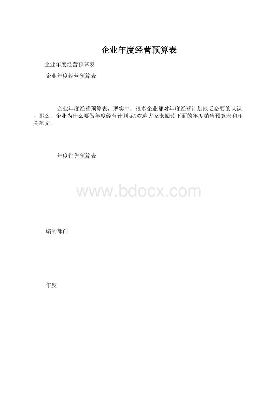 企业年度经营预算表Word格式.docx_第1页