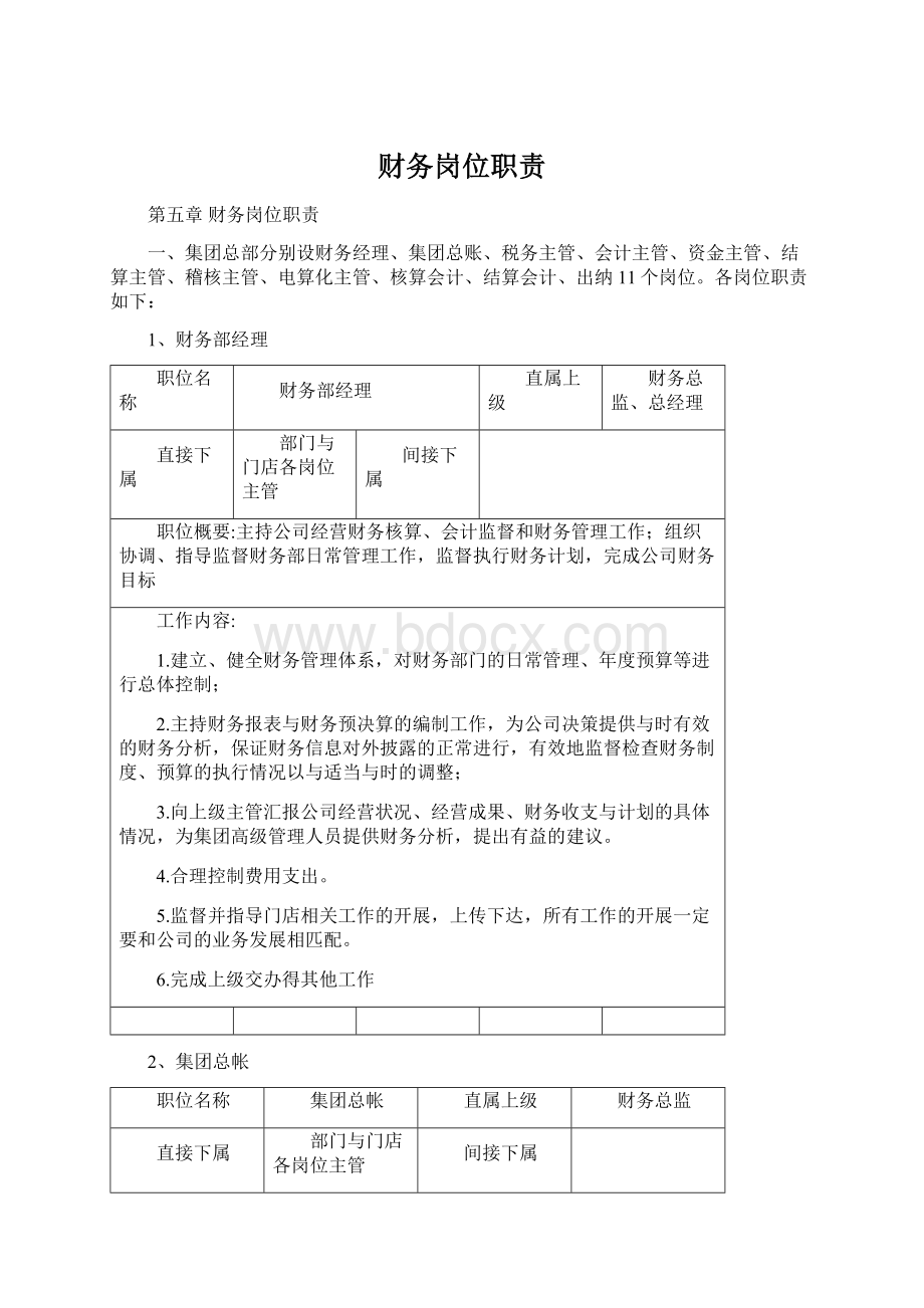 财务岗位职责Word文档下载推荐.docx