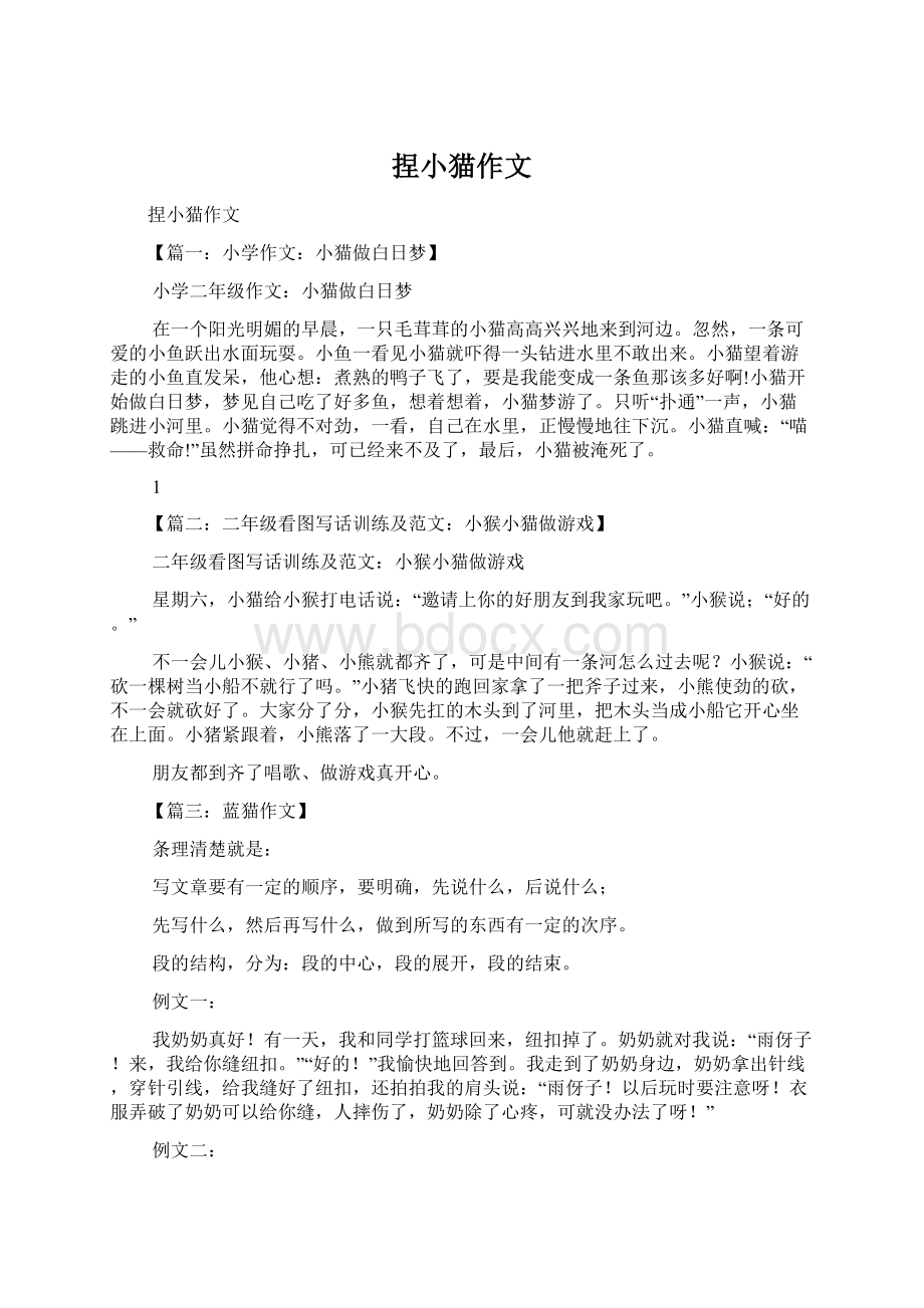 捏小猫作文Word文件下载.docx_第1页