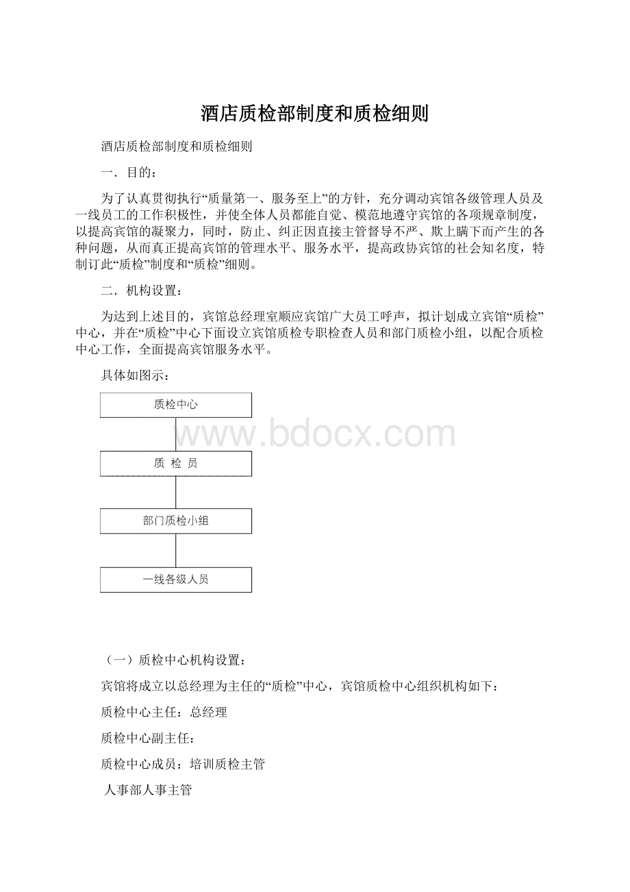 酒店质检部制度和质检细则Word下载.docx