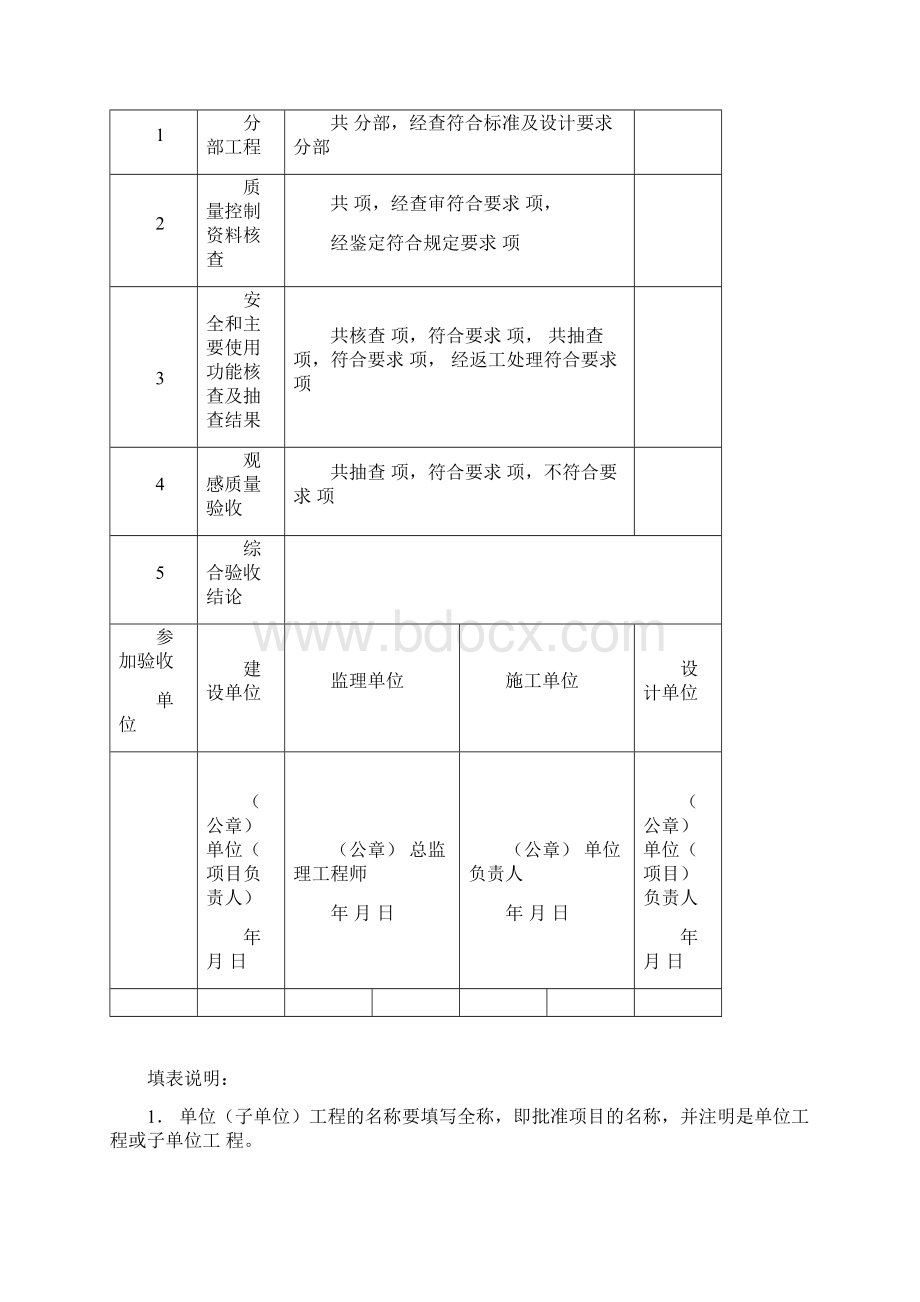 工程竣工质量评估报告表格Word文档格式.docx_第3页