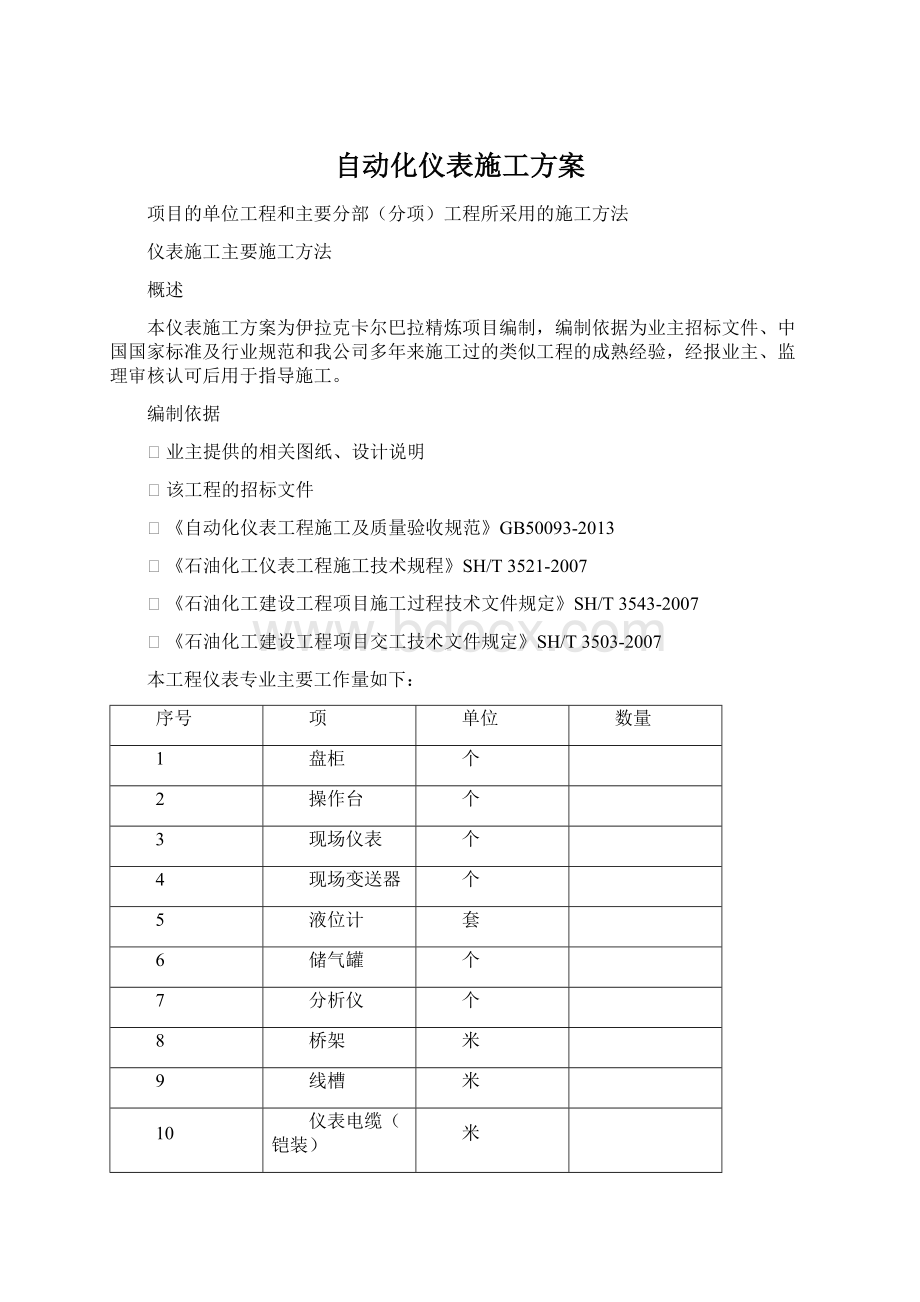 自动化仪表施工方案Word文档格式.docx