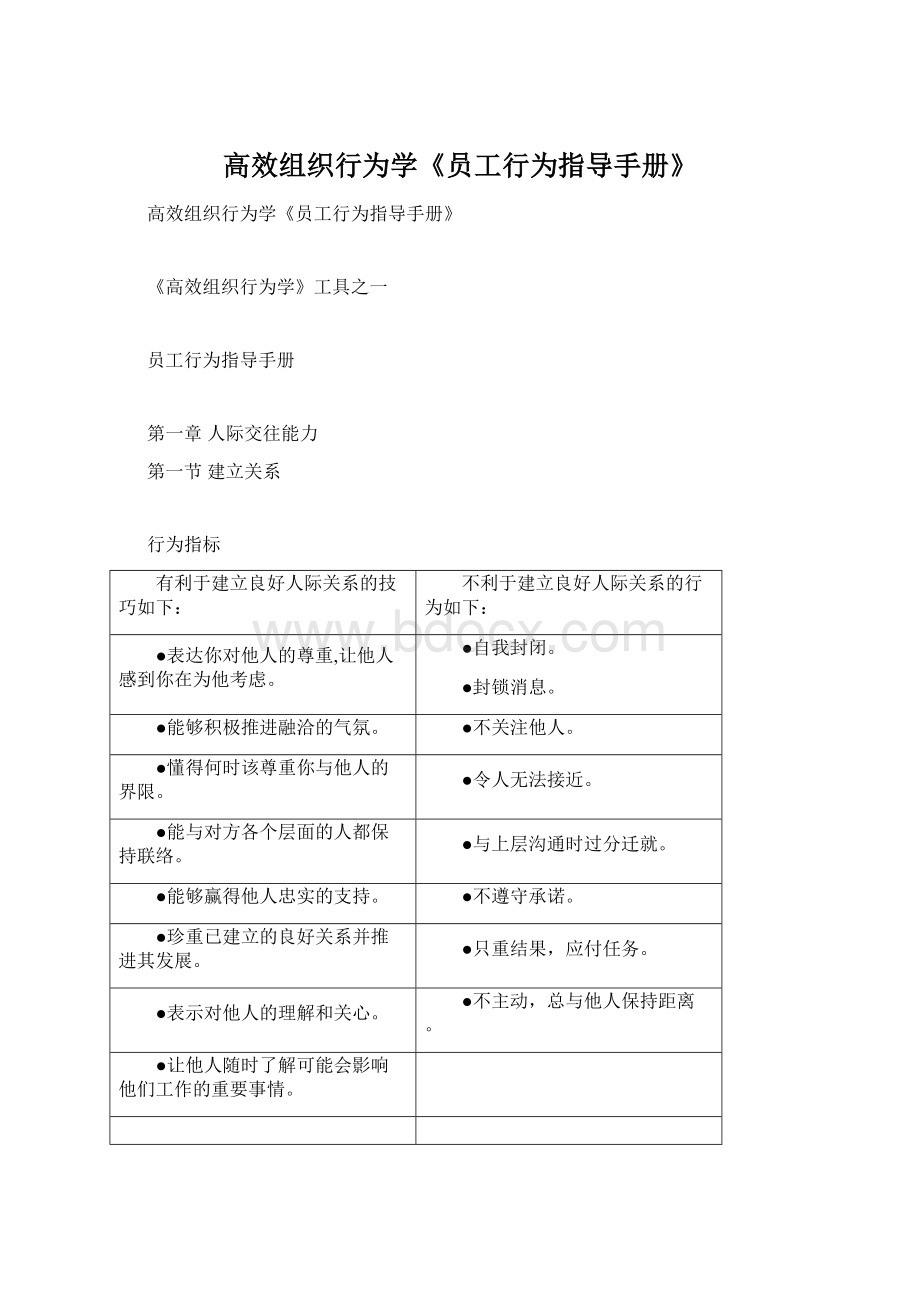 高效组织行为学《员工行为指导手册》Word文件下载.docx