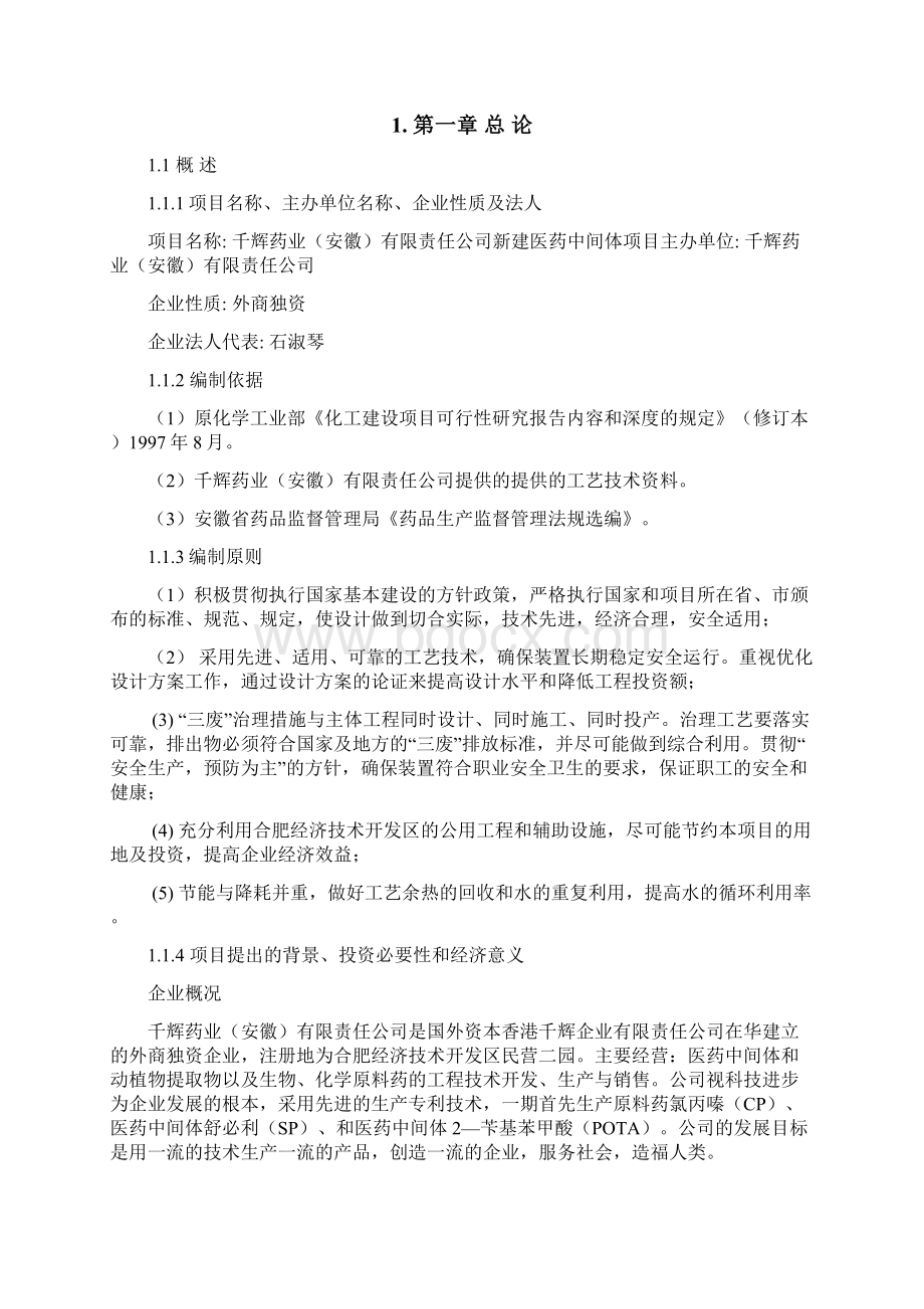 精编完整版新建医药中间体项目的可行性研究报告书文档格式.docx_第3页