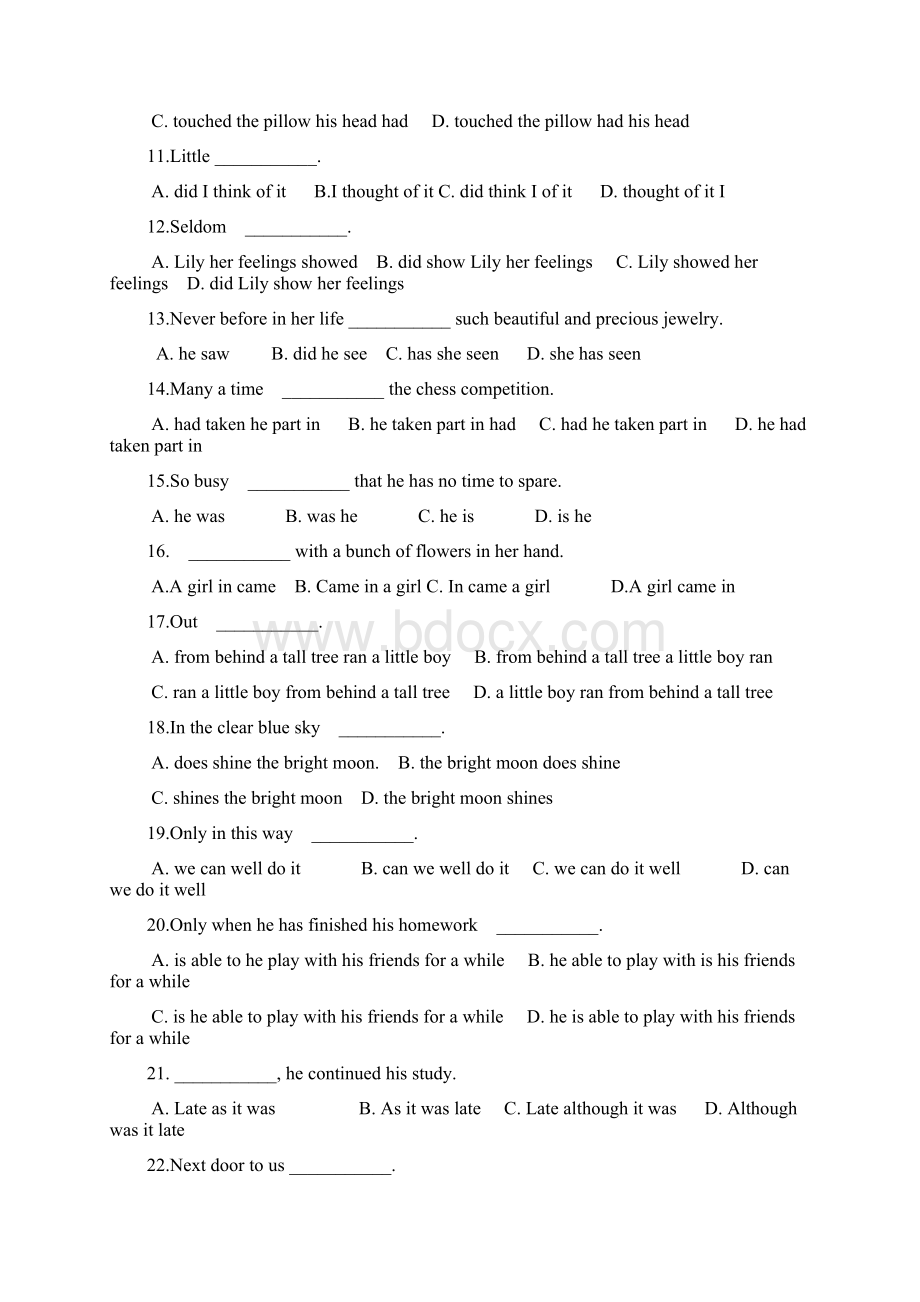 专升本英语强调句倒装句翻译疑问句练习Word文件下载.docx_第2页