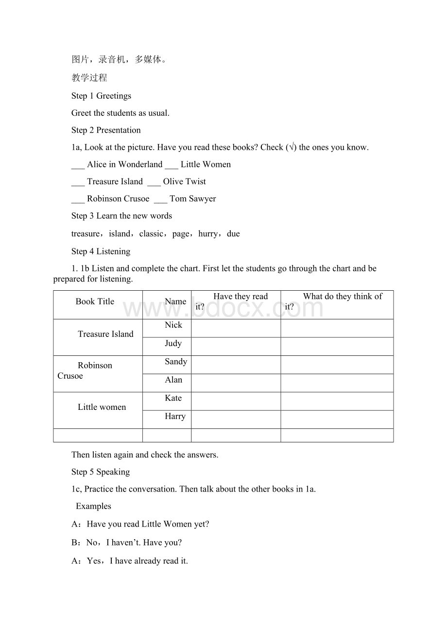 人教版八年级英语下册第八单元教案docWord文档下载推荐.docx_第3页