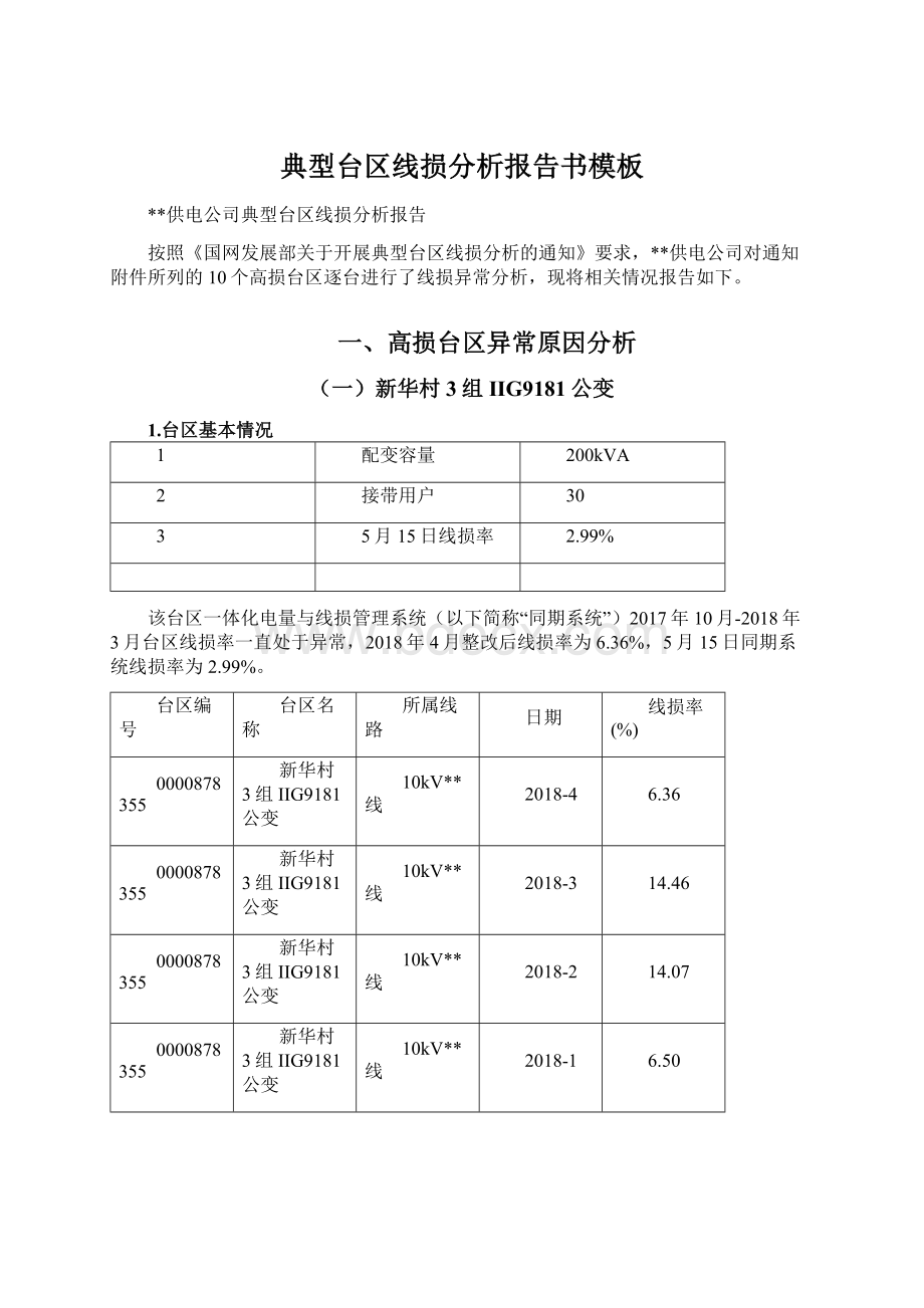 典型台区线损分析报告书模板文档格式.docx_第1页