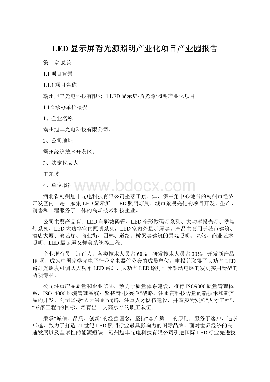 LED显示屏背光源照明产业化项目产业园报告.docx