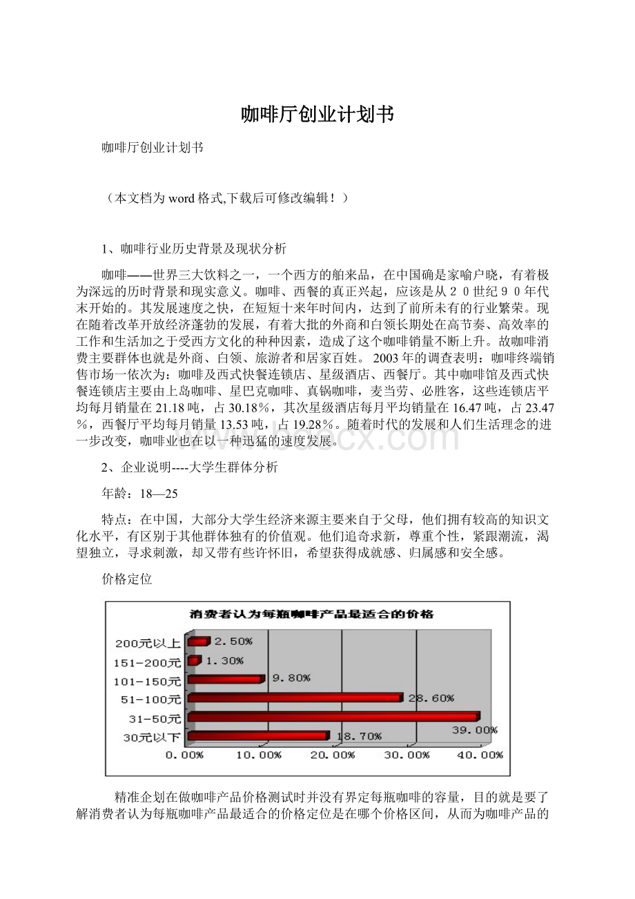 咖啡厅创业计划书Word文档格式.docx_第1页