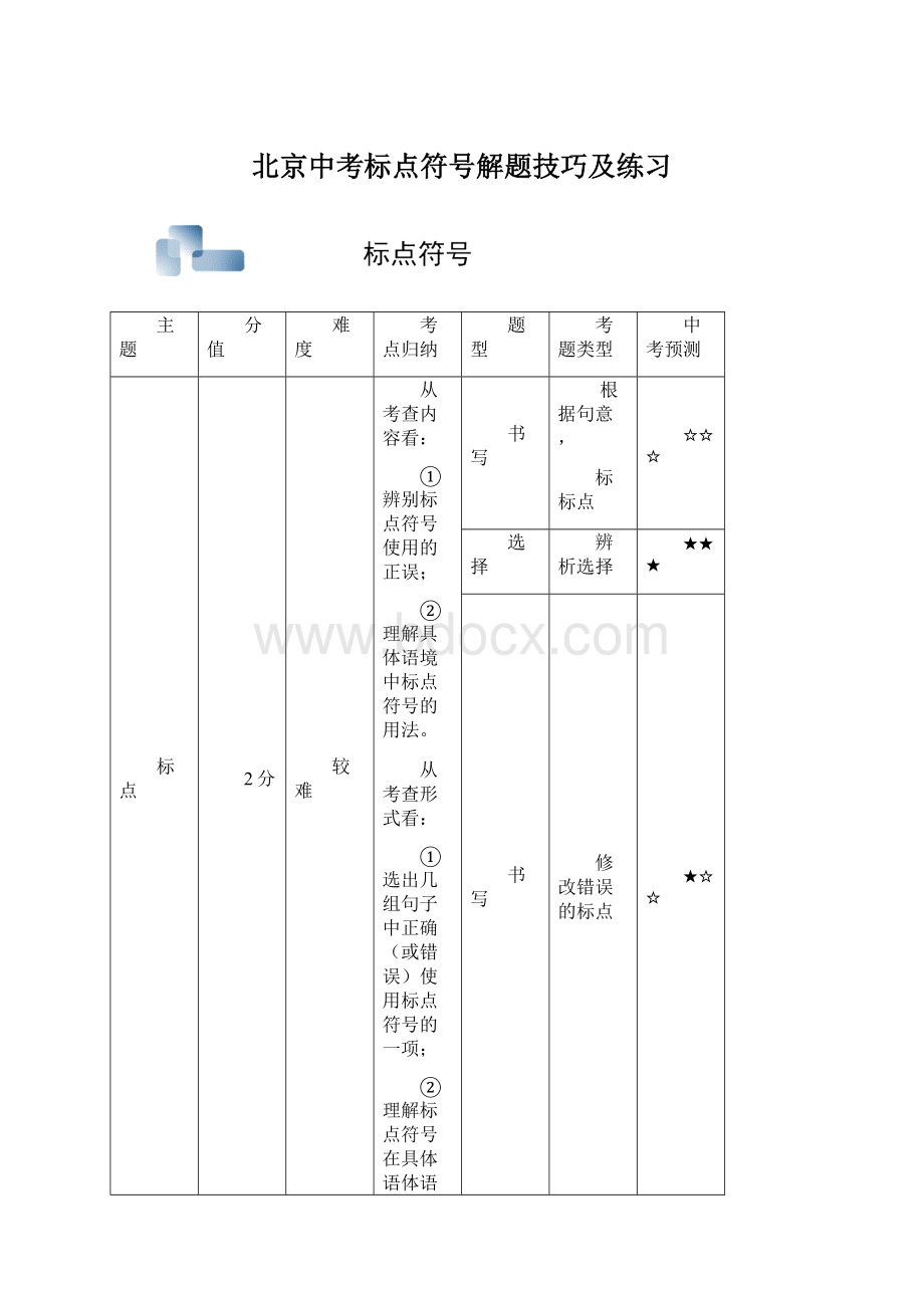 北京中考标点符号解题技巧及练习Word下载.docx_第1页