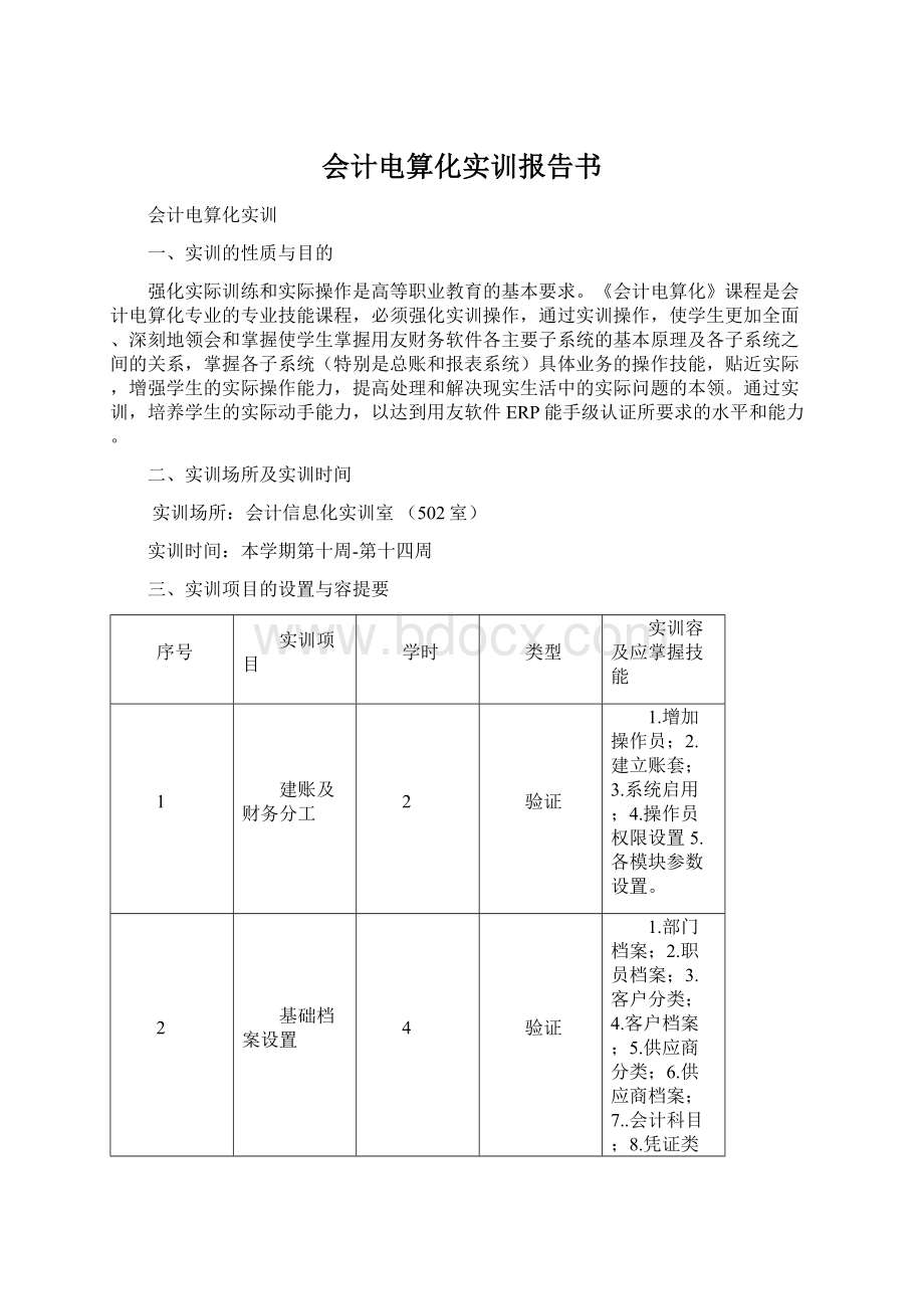 会计电算化实训报告书.docx