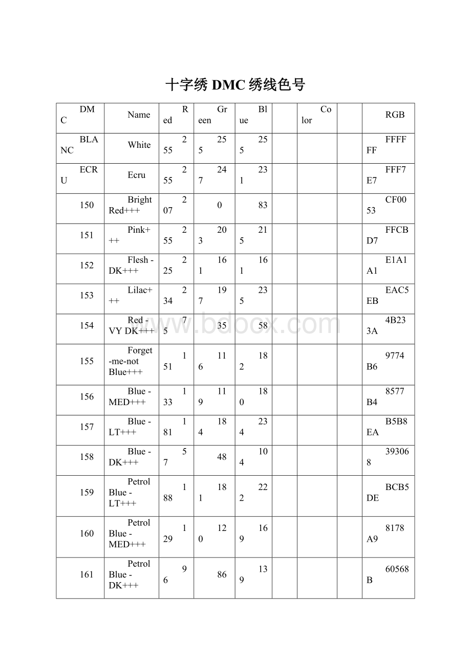 十字绣DMC绣线色号.docx_第1页