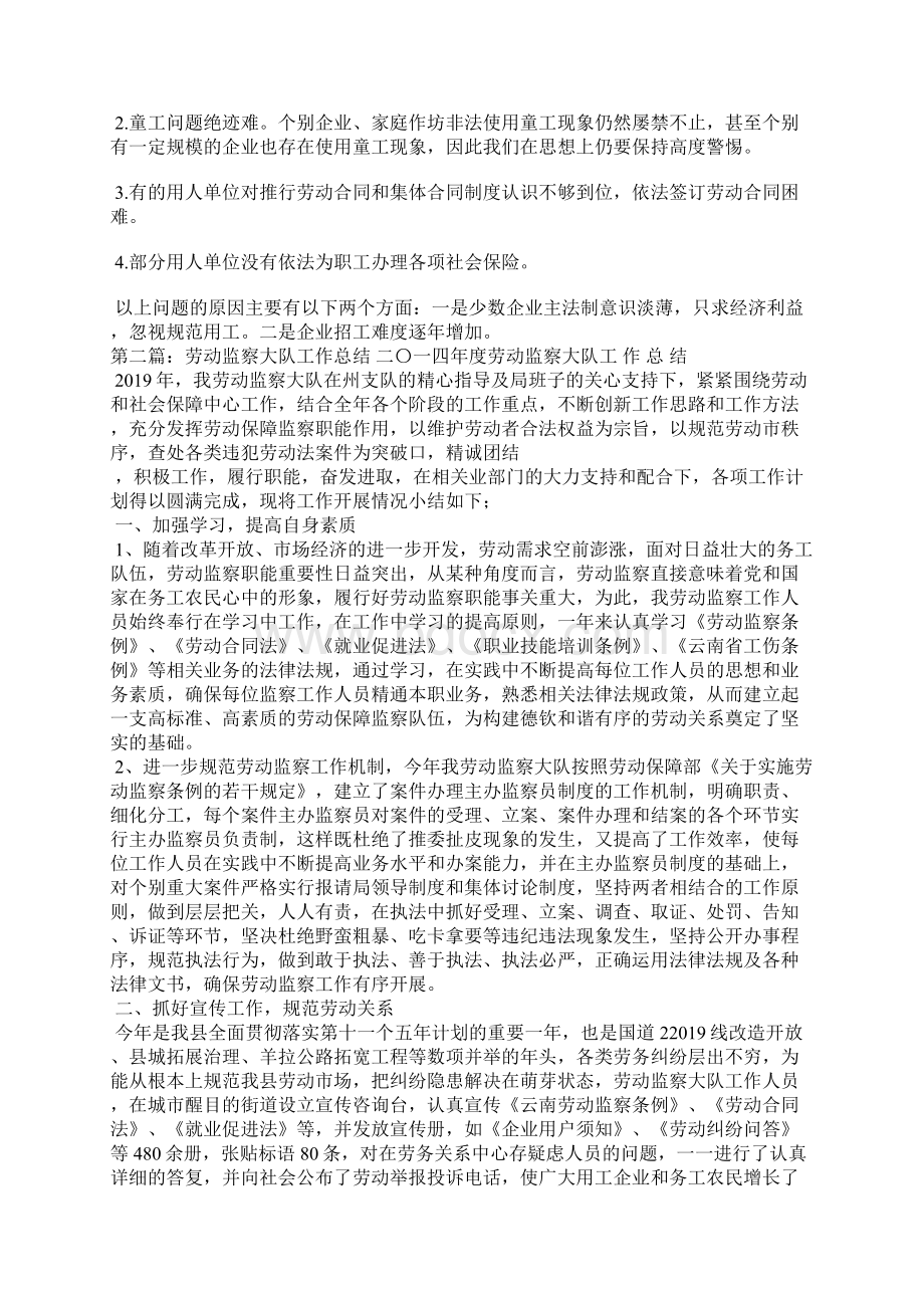 劳动监察大队工作总结精选汇编.docx_第3页