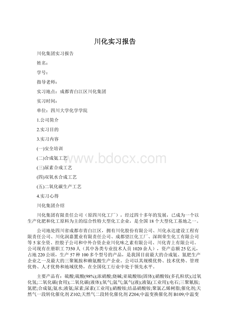 川化实习报告.docx