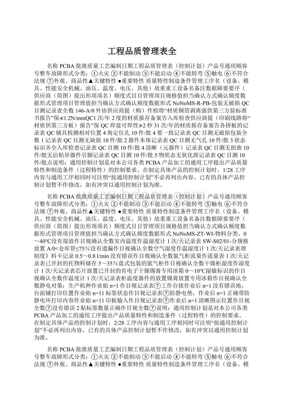 工程品质管理表全文档格式.docx