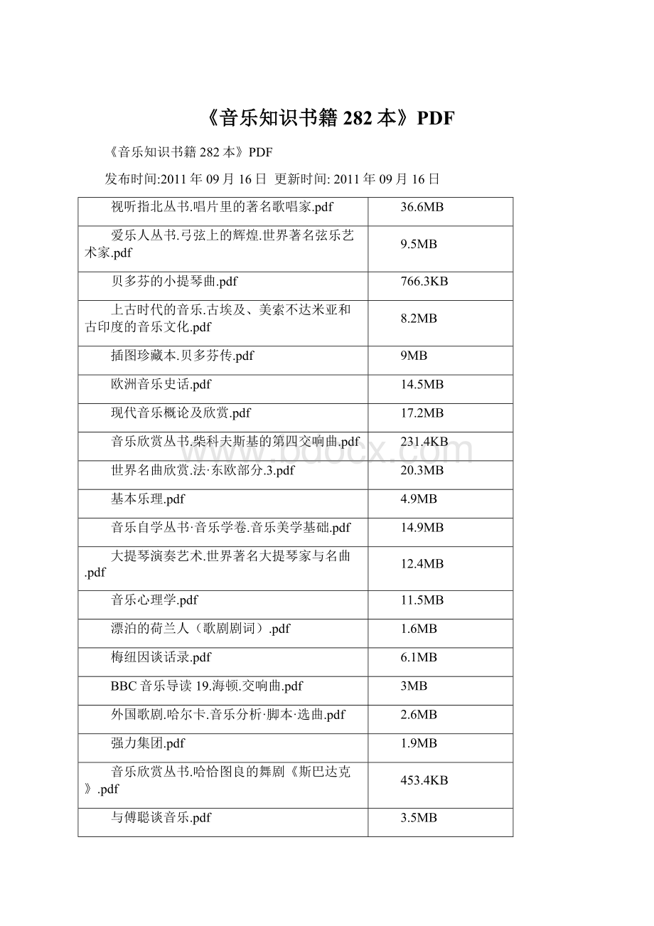 《音乐知识书籍282本》PDF.docx_第1页