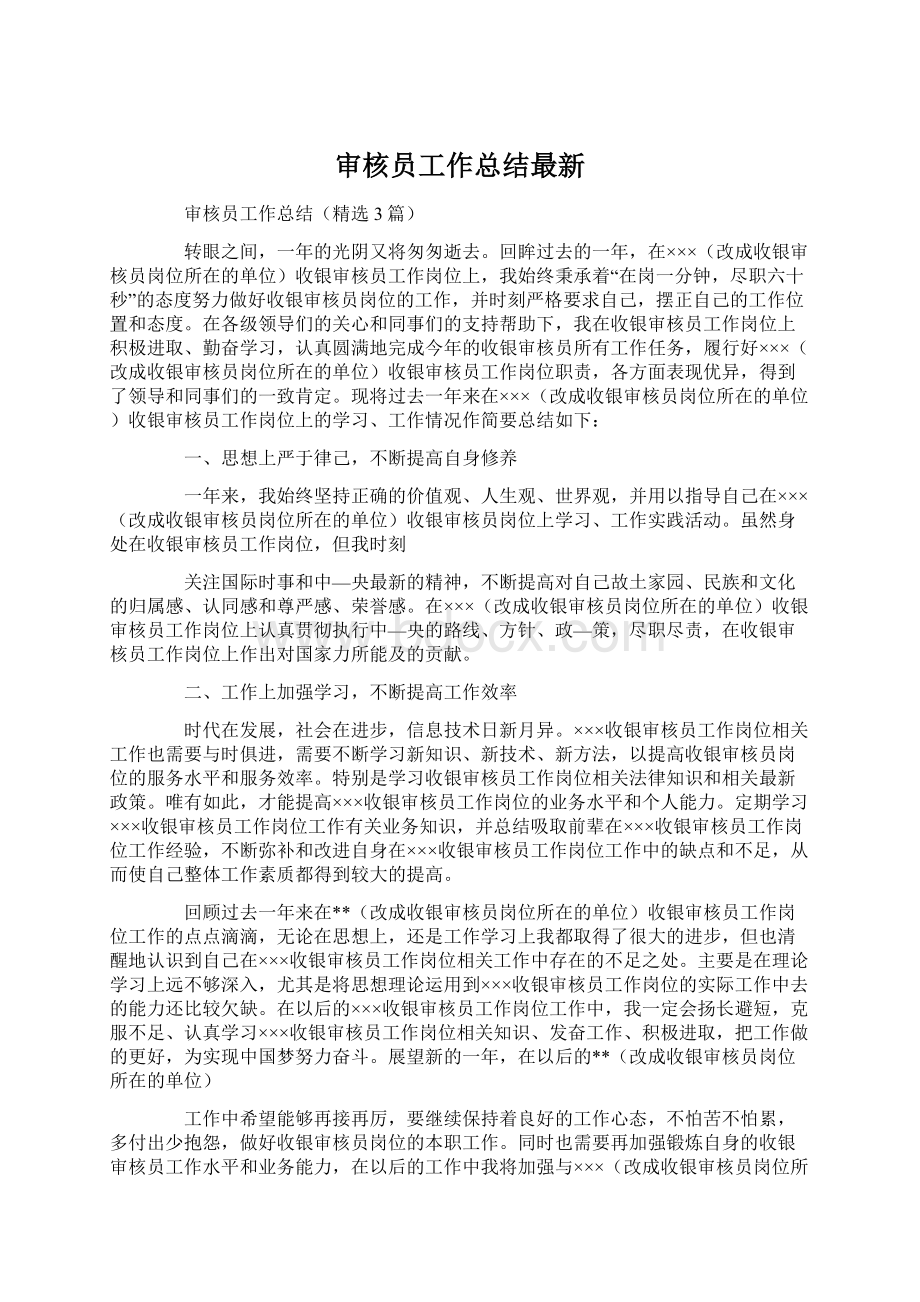 审核员工作总结最新Word格式.docx