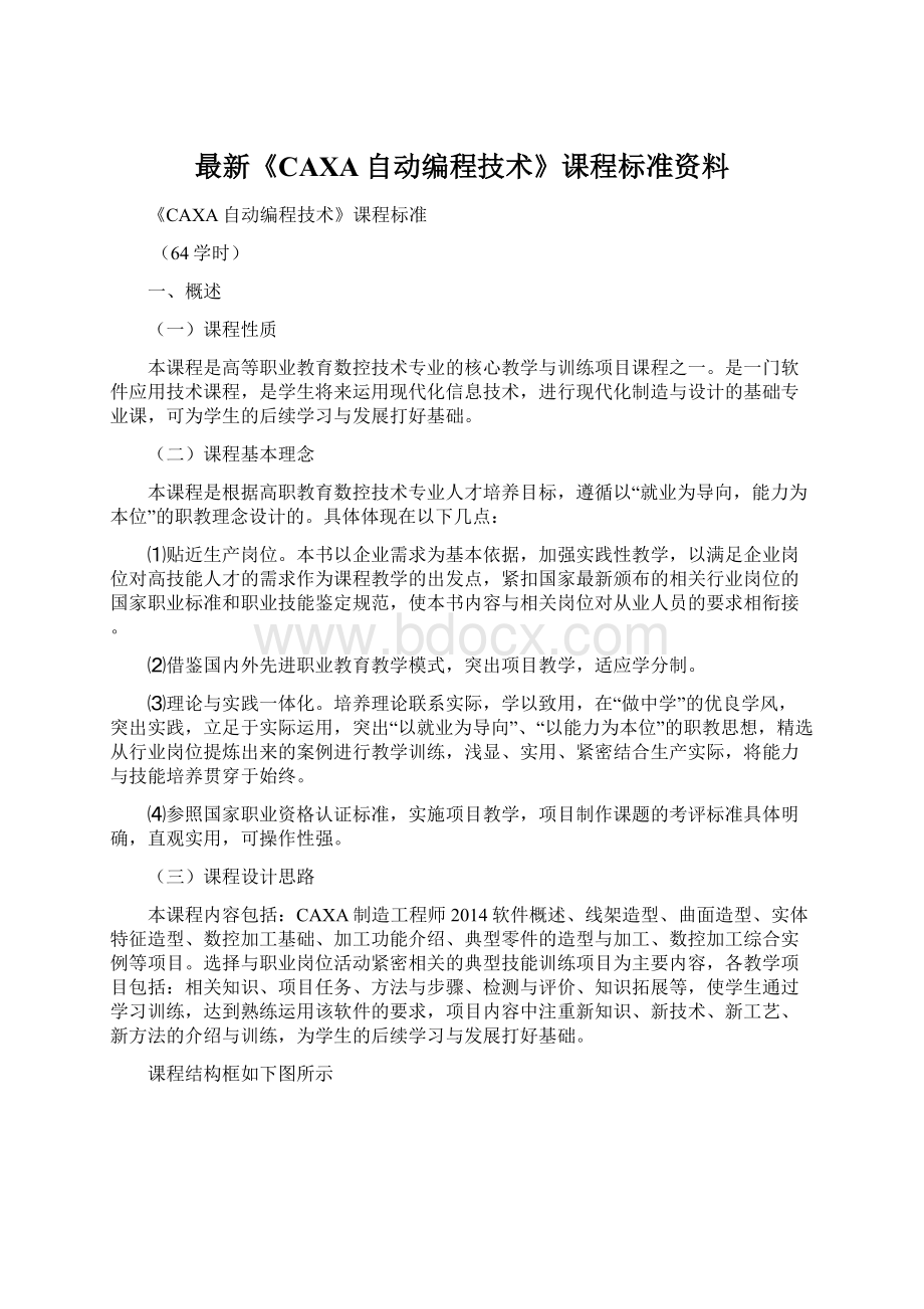 最新《CAXA自动编程技术》课程标准资料.docx