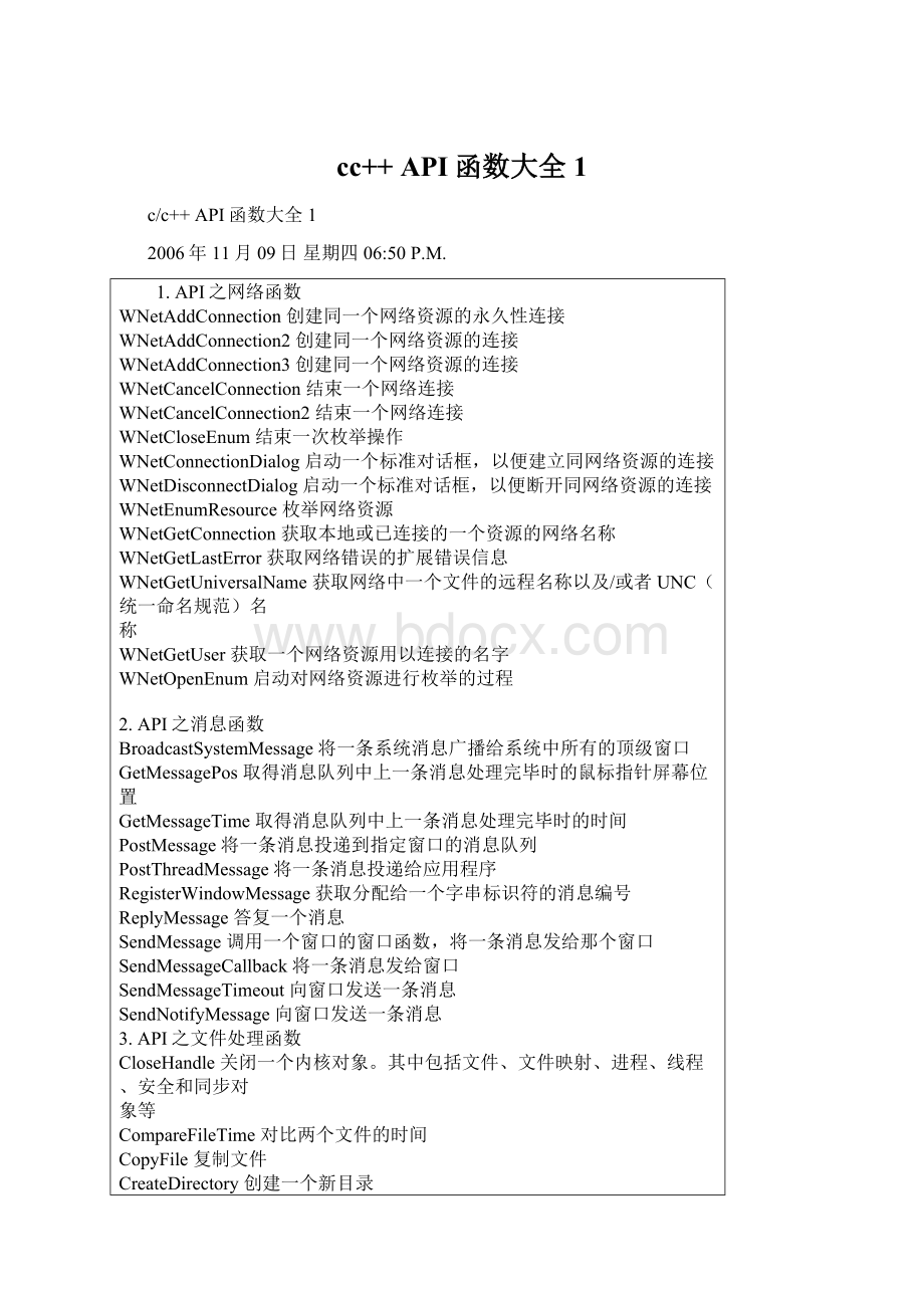 cc++ API函数大全 1Word文档格式.docx_第1页